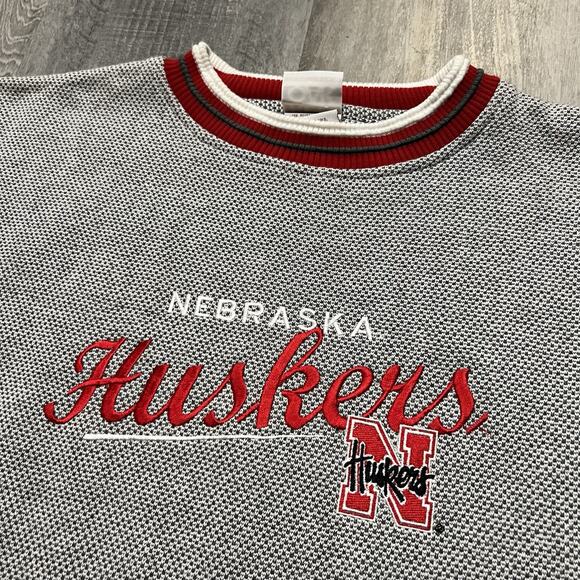 VTG University Nebraska Huskers Grey 90s Embroidered Script College Sweatshirt - Picture 2 of 4